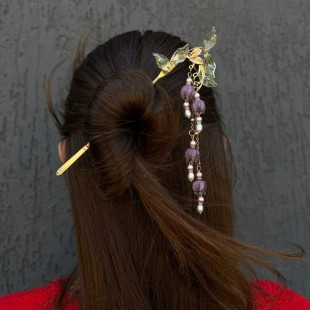 Металева шпилька для волосся "Фіолетові дзвіночки"